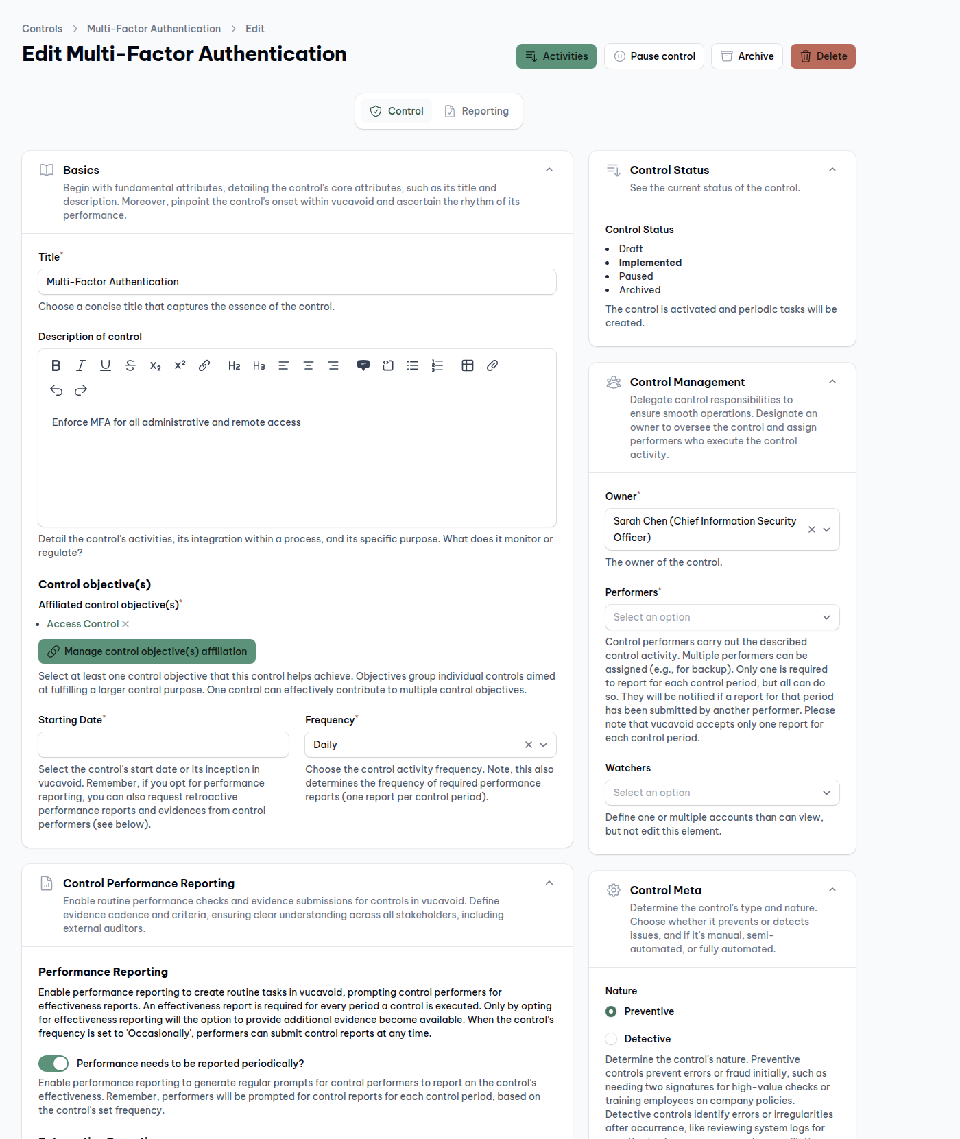 Every control connected to its purpose