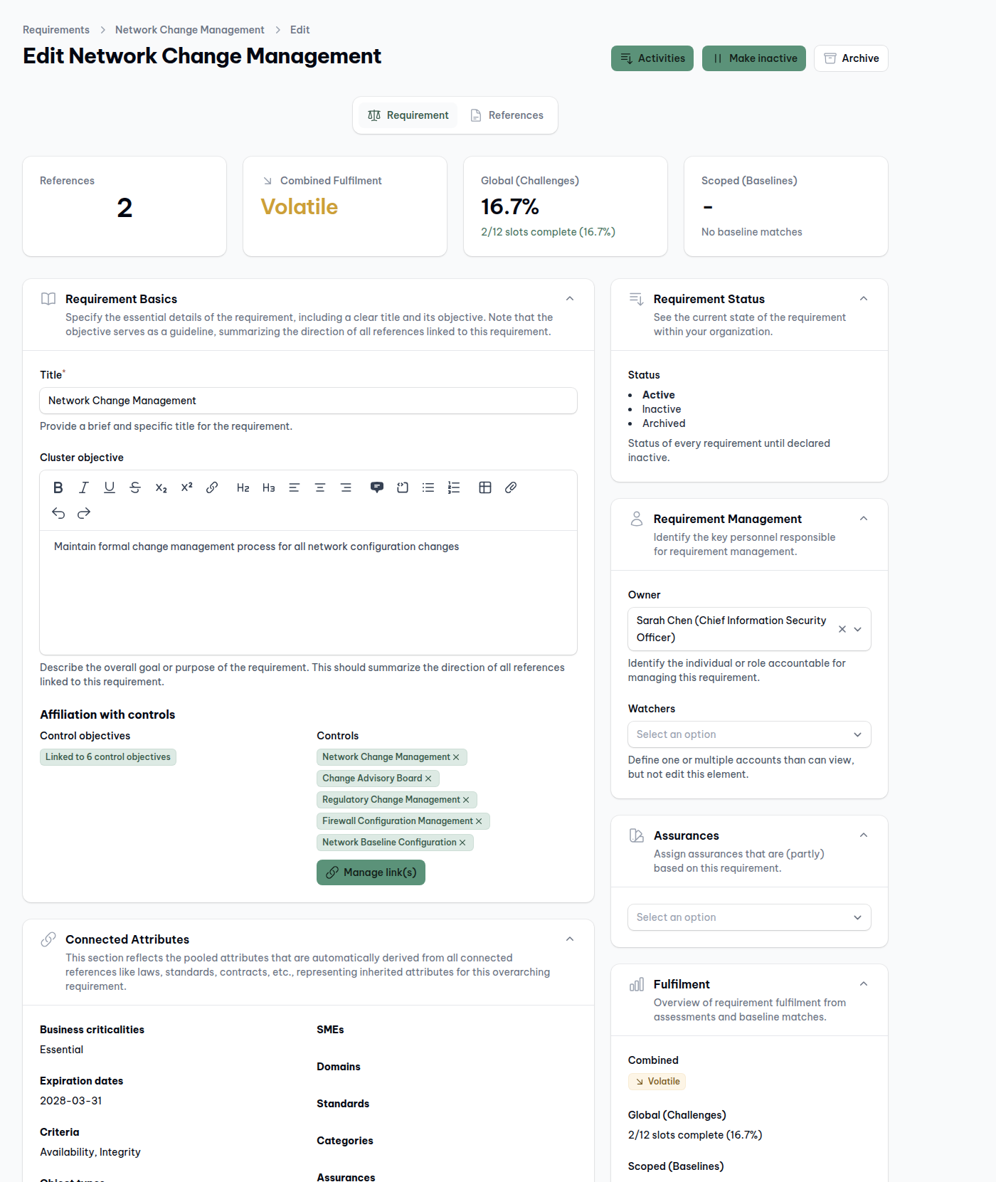 References and Requirements are separate on purpose.