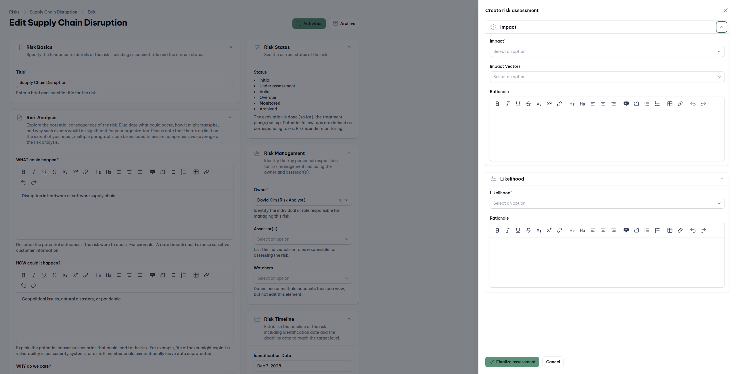 Assessments with memory. Relationships with depth.